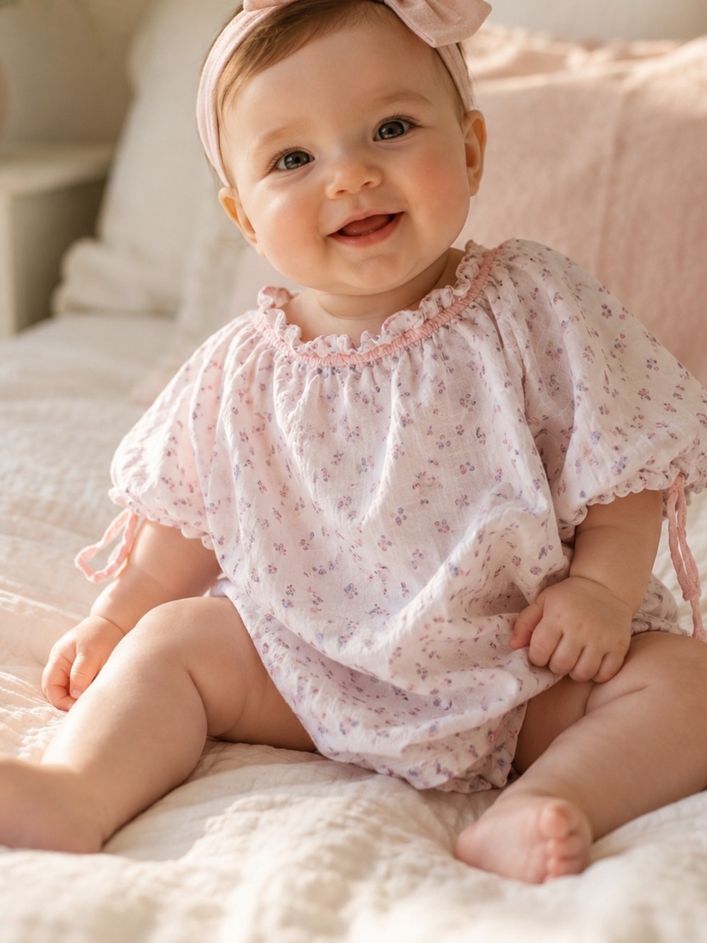 Floral Lightweight Oversized Night Dress Shirt Baby Girl Newborn to 9 months